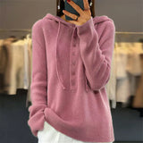 Tyra – pullover mit lockerer kapuze und strickpullover mit schnürverschluss – Rosa