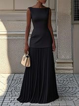 Serena - Faltenmaxikleid – SCHWARZ