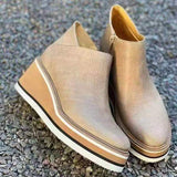 Damen nan Keilabsatz-Stiefelette mit verstecktem Plateau und elastischen Einstiegsleisten Drune – Apricot