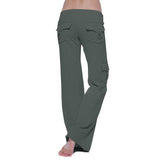 Damen nan lässige Low-Rise Cargo-Loungehose mit weitem Bein, breitem Komfortbund und dekorativen Klappentaschen Drune – Dunkelgrau