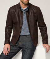 Herren elegante Lederjacke mit strukturiertem Design Aliams – Schwarz