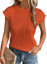 Locker sitzendes Tee mit Rundhalsausschnitt für Frauen - weich und stilvoll – Orange