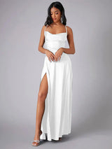 Alvaree – Elegantes Maxikleid aus Satin – Weiß