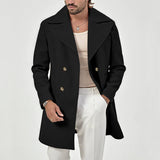 Herren eleganter Doppeltknopf-Mantel Aliams – Schwarz