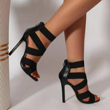 Damen High-Heel-Sandaletten mit eleganten Riemen und komfortablem Plateau Drune – Schwarz