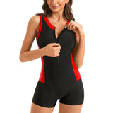 Damen Sportlicher Schwimmanzug mit durchgehendem Reißverschluss Drune – Rot