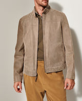 Herren elegante Lederjacke mit strukturiertem Design Aliams – Khaki