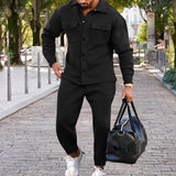 Herren lässiges Freizeit-Set mit praktischen Taschen Aliams – Schwarz
