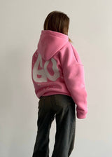Oversized Hoodie mit abstraktem Rückendruck – Urban, Cozy & Ausdrucksstark – Rosa