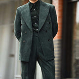 Herren eleganter Cord-Blazer mit doppelter Knopfleiste und praktischen Taschen Aliams – Pfauengrün