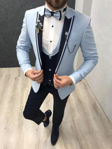 Slim Fit Hochzeitsgast Anzug für Herren | 3-Teilig – Himmelblau