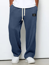 Herren nan lässige Waffelstrick Loungehose mit Kordelzug und geradem Schnitt Drune – Dunkelblau