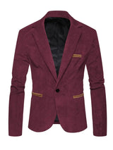 Herren modischer Wildlederblazer mit strukturierter Oberfläche Aliams – Weinrot