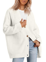 Damen-Strickjacke in Übergrößer | Gestreift – Weiß