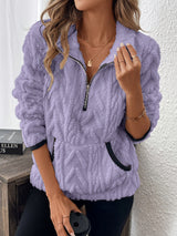 Lurein - Half-Zip-Pullover mit Soft-Touch-Finish – Lila