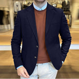 Herren Eleganter Wildlederblazer mit doppelter Knopfleiste und praktischen Taschen Aliams – Dunkelblau