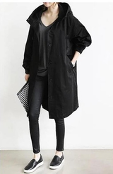 Damen Regenjacke | Mit Knopfverschluss Vorne – Schwarz