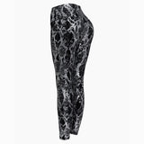 Damen nan hoch taillierte Sportleggings mit formender Kompression und strukturierter Schlangenprägung Drune – Schwarz