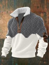 Ibrahima – Fleece Rollkragen Pullover Mit Reißverschluss – Weiß-Grau