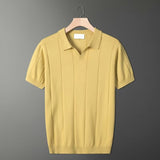 Retro-Strick-Poloshirt in Mintgrün – Gelb