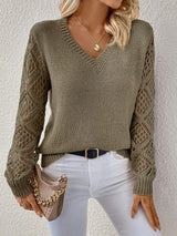 Elizabeth | Weicher V-Ausschnitt Pullover – Grün