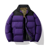 Gefütterte Herren Steppjacke mit hohem Kragen – Dunkellila