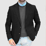 Herren Eleganter Wildlederblazer mit doppelter Knopfleiste und praktischen Taschen Aliams – Schwarz