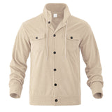 Herren cordjacke mit hochgeschlossenem Kragen und praktischen Pattentaschen Aliams – Aprikos