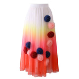 Maxirock Floral-Ombre 3D-Print – Leichter Damen Sommerrock, elegant & fließend – Pfirsich