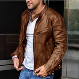 Elegante lederjacke für alle jahreszeiten – Braun