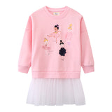 Mädchen Sweatshirt mit Tüllrock und bunten Ballerina-Applikationen Drune – Blau