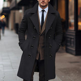 Herren doppelter Wollmantel Aliams – Schwarz