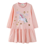 Mädchen Sweatkleid mit buntem Einhorn-Design und Glitzerapplikationen Drune – Blau