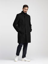 Herren zeitlos eleganter Mantel mit praktischen Taschen Aliams – Schwarz