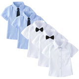 Damen Kurzarmhemd Set mit Krawatte und Fliege Drune – Blau