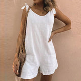 Addison – Jumpsuit Mit Schleifen-Trägern Und Taschen – Weiß