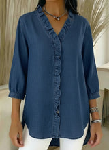 Bilma™ – Elegante Bluse mit Rüschendetails – Marineblau