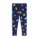 Mädchen Leggings mit buntem Tier- und Hausmuster Drune – Weiß