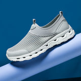 Unisex nan ultraleichter Netz-Schlupfschuh mit belüfteter Hohlkammerdämpfung Drune – Grau