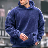 Herren Oversized Kuschelpullover mit Kapuze Aliams – Dunkelblau