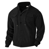 Herren cordjacke mit hochgeschlossenem Kragen und praktischen Pattentaschen Aliams – Schwarz