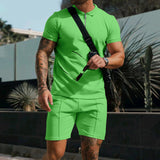 Kilian Polo mit Reißverschluss und Shorts Set – Hellgrün