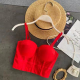 Ida | Figurbetontes Bustier-Top mit Bügel-Cups und transparenter Mesh-Struktur – Red