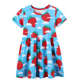 Mädchen Sommerkleid mit fröhlichem Erdbeer-Print Drune – Dunkelgrün