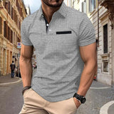 Herren modisches Kurzarm-Polohemd mit strukturiertem Design Aliams – Hellgrau