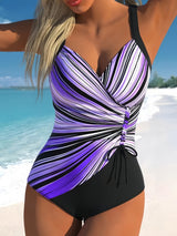 Damen Einteiliger Badeanzug mit stilvollem Wickeldesign und modischen Akzenten Drune – Violett