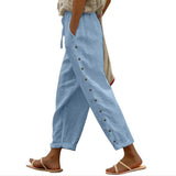 Mutandi - Freizeithose Mit Stilvollem Knopf – Blau