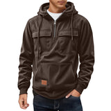 Herren Fleece-Hoodie mit praktischen Taschen Aliams – Braun