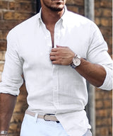 Elias – Herren Freizeithemd mit Knopfleiste und Slim Fit – Weiß