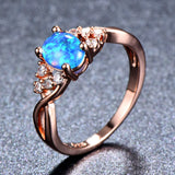 Sylva Moonhart Weißer Ring | Roségold – Blau